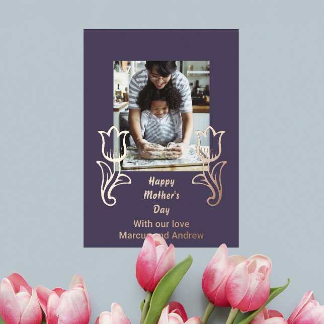 Carte De Vœux En Aluminium Tulipe et photo Fête des mères (Créateur téléchargé)