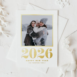 Carte De Vœux En Aluminium Typographie 2025 Joyeux Nouvel An Photo