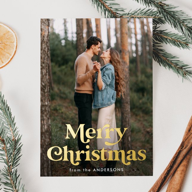 Carte De Vœux En Aluminium Typographie rétro Joyeux Noël Photo (Créateur téléchargé)