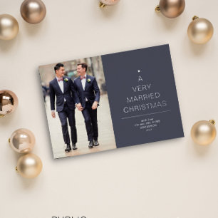 Carte De Vœux En Aluminium Un Noel Très Marié Bleu Argent