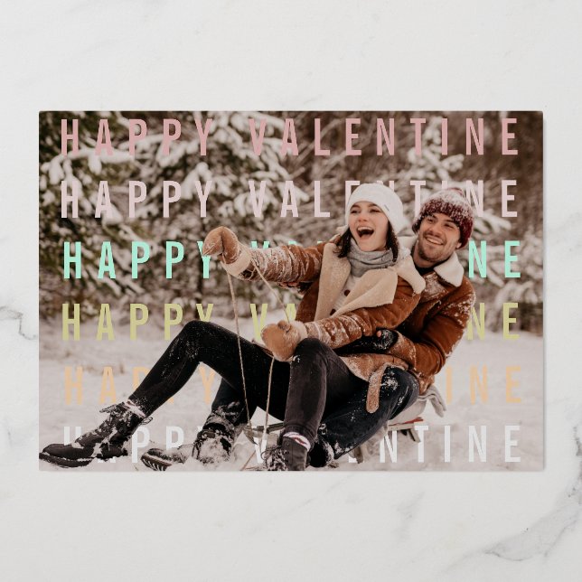 Carte De Vœux En Aluminium Valentine Love PhotoPop Greeting (Recto)