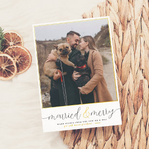 Carte De Vœux En Aluminium Véritable Foil Marié & Joyeux Noël Photo
