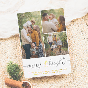 Carte De Vœux En Aluminium Véritable huile Merry & Bright 3 Photo Noël