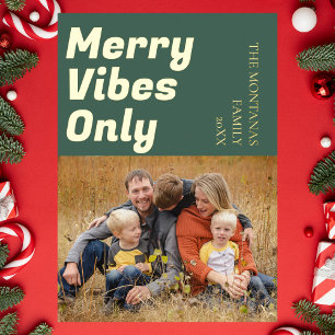 Carte De Vœux En Aluminium Vibes Joyeuses Modernes Seulement Photo Famille Ol