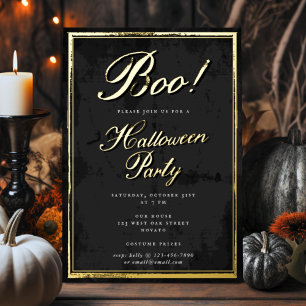 Carte De Vœux En Aluminium Vintage Boo ! Cadre de script Halloween Gold