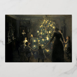 Carte De Vœux En Aluminium Vintage ère victorienne Joyeux sapin de Noël