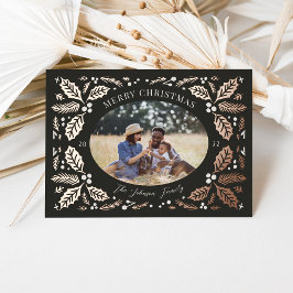 Carte De Vœux En Aluminium Vintage Holly Berries Photo Charbon de Noël