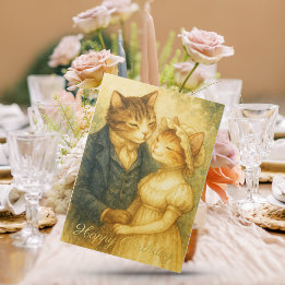Carte De Vœux En Aluminium Vintage romantique chat Fierté et préjugé Annivers