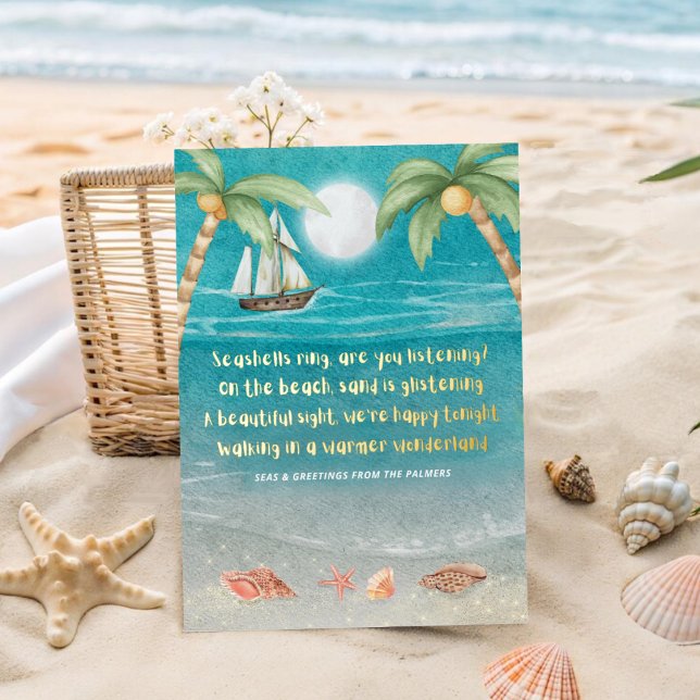 Carte De Vœux En Aluminium Warmer Wonderland Tropical Beach Christmas (Créateur téléchargé)