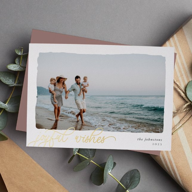 Carte De Vœux En Aluminium Wavy | Horizontal Joyeux Voeux Photo (Créateur téléchargé)