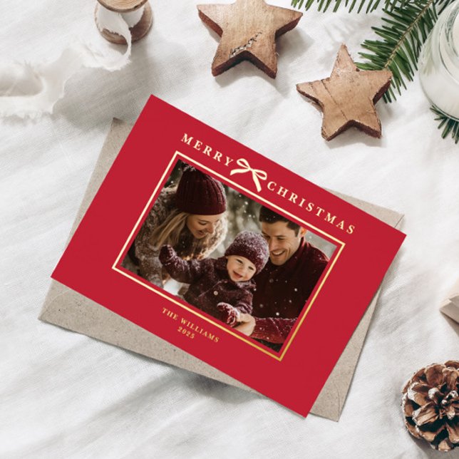 Carte De Vœux En Aluminium Whimsical Red Christmas Family Photo (Créateur téléchargé)