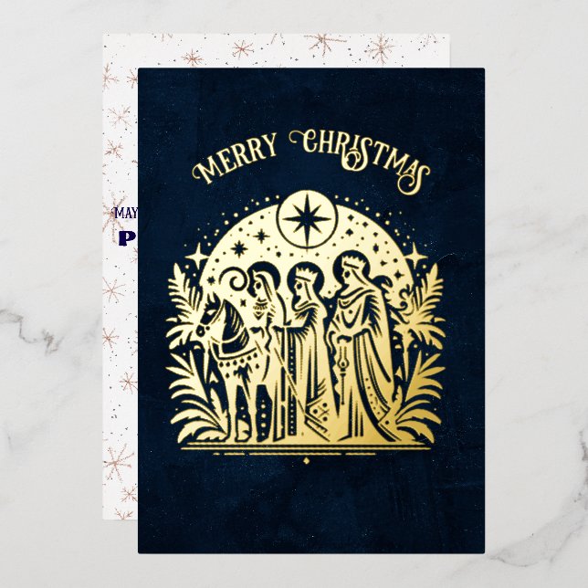 Carte De Vœux En Aluminium Wise Men Foil on Blue (Recto/Verso)