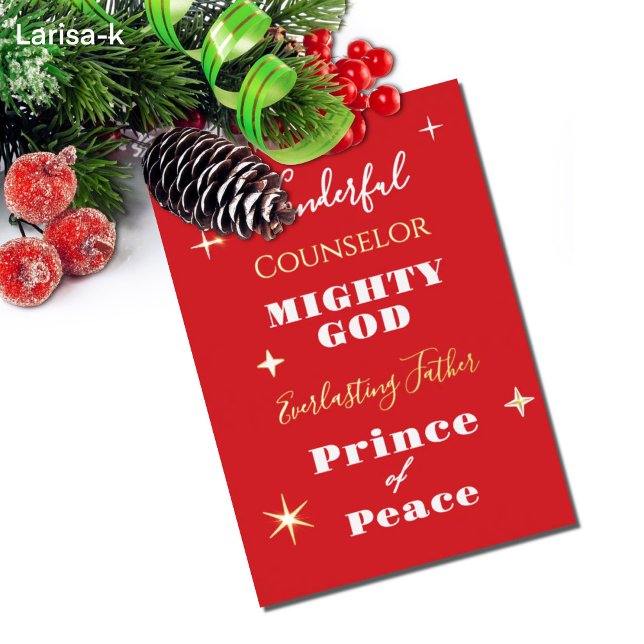 Carte De Vœux En Aluminium Wonderful Counselor Names of Jesus Christmas (Créateur téléchargé)
