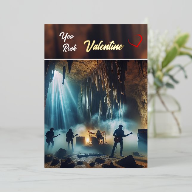 Carte De Vœux En Aluminium You Rock, Valentine flat card (Debout devant)
