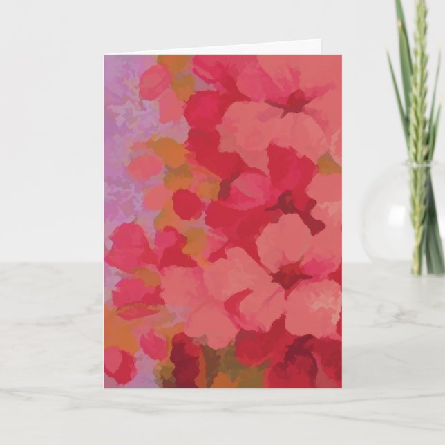 Carte de voeux en aquarelle Fleurs rouges (Devant)