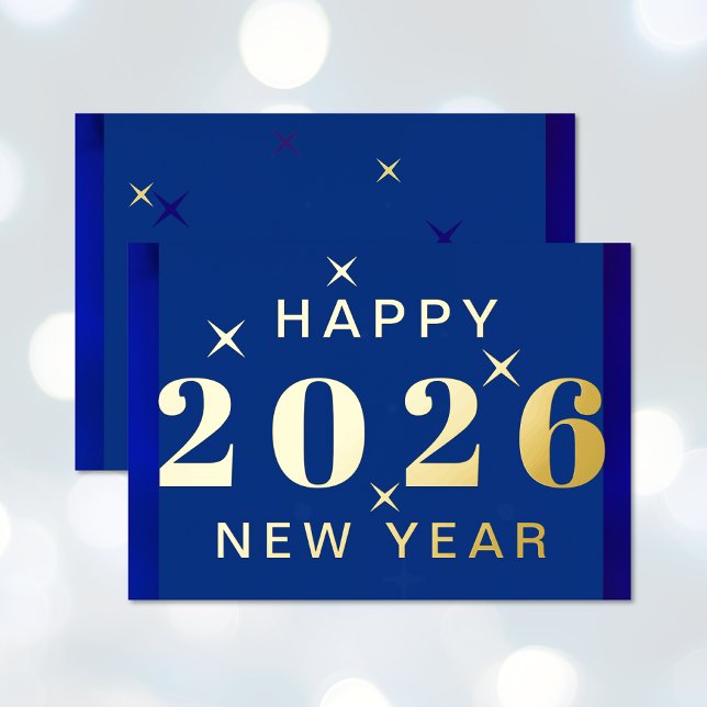 Carte de vœux en feuille métallisée pour le Nouvel (Happy New Year Holiday Foil Card (front and back))