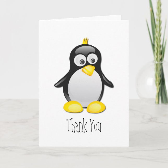 Carte de voeux en Merci blanc pingouin (Devant)