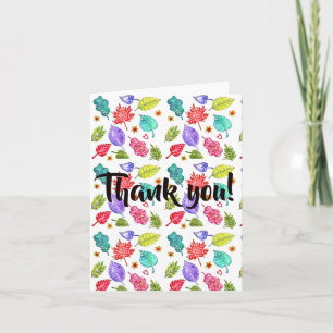Carte de voeux en Merci Feuille coloré
