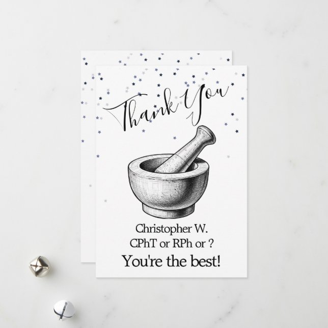 Carte de voeux en Merci rempli d'étoiles pour la p (Devant/Arrière en situation)