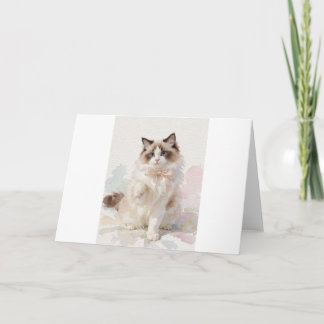 Carte de vœux en ruban de soie pour Ragdoll