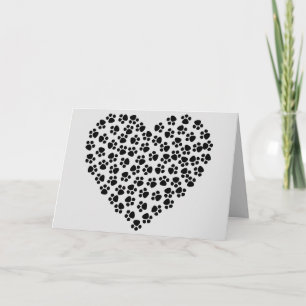 Carte de vœux en silhouette de cœur avec empreinte
