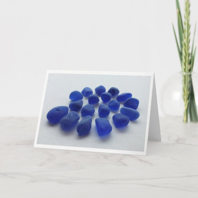 Carte de voeux en spirale en verre de mer de bleu (Devant)