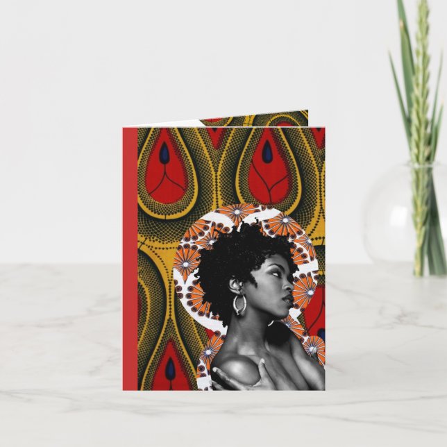 Carte de voeux en tissu africain Lauren Hill (Devant)
