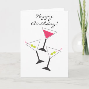 Carte de voeux en verre de Martini de joyeux