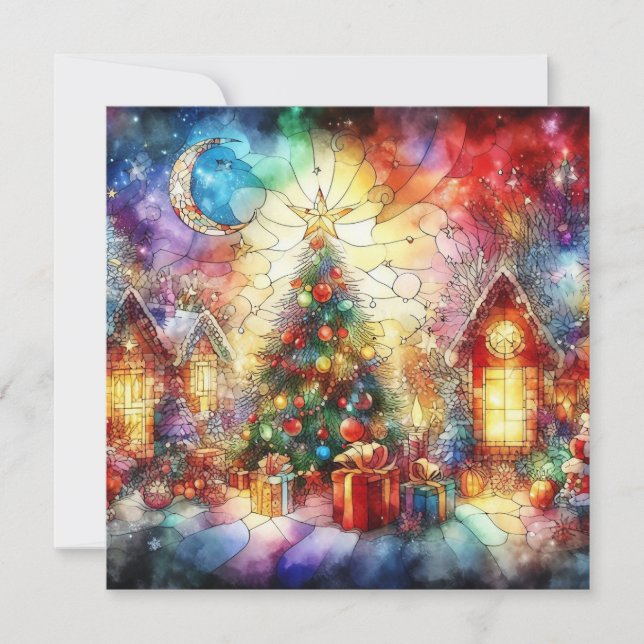 Carte de voeux en verre verni de Noël (Devant)