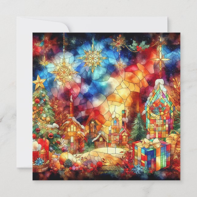 Carte de voeux en verre verni de Noël (Devant)