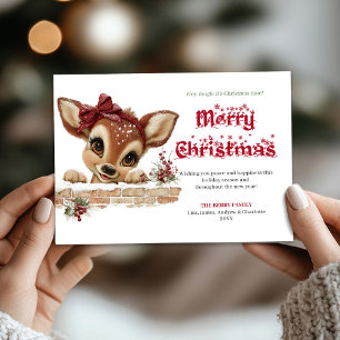 Carte de vœux enchantée pour bébé renne Noël