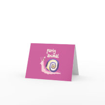 Carte de vœux escargot animal de fête (rose)
