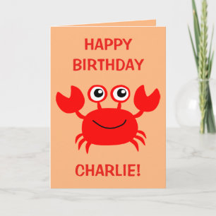 Carte de voeux faite sur commande de crabe heureux
