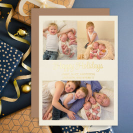 Carte de voeux Famille Joyeuses Fêtes 3 photos en