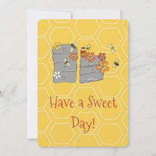 Carte de vœux fantaisiste de ruche d'abeilles