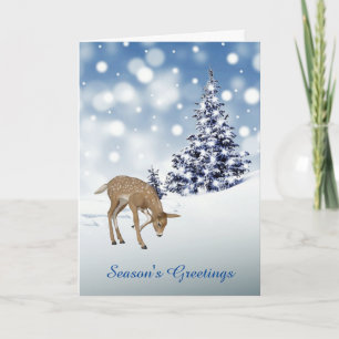 Carte de voeux Fawn Deer in Snow Holiday