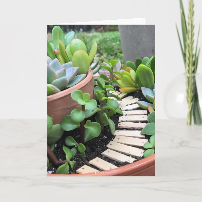 Carte de voeux féerique succulente de jardin (Devant)