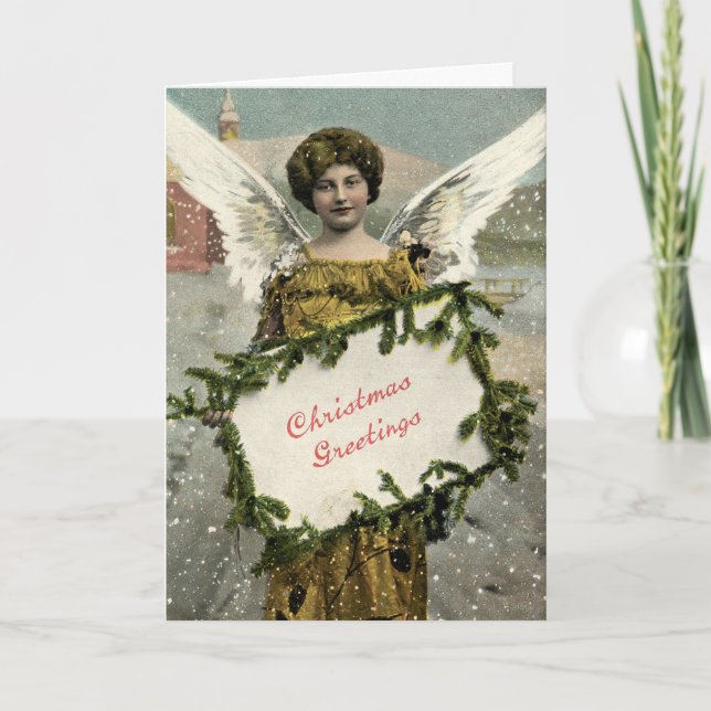 Carte de voeux féerique vintage de Noël d'ange de (Devant)