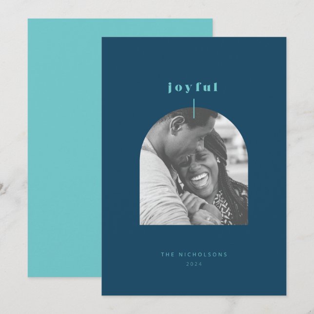 Carte de vœux festive à photo en arc (Devant / Derrière)