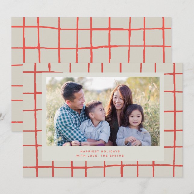 Carte de vœux festive avec photo mignonne à carrea (Devant / Derrière)