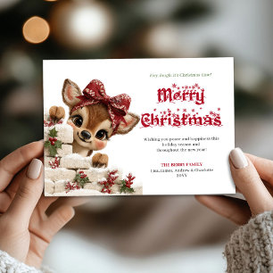 Carte de vœux festive bébé renne de vacances