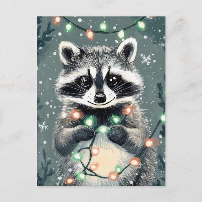 Carte de voeux Festive Christmas Racoon (Devant)