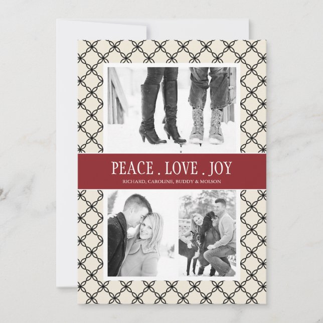 Carte de vœux festive Classy Peace Love Joy (Devant)