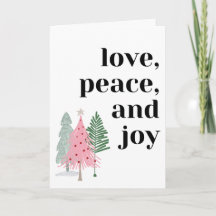 Carte de vœux festive d'amour, de paix et de joie 