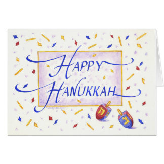Carte de vœux festive de Hanukkah avec toupies