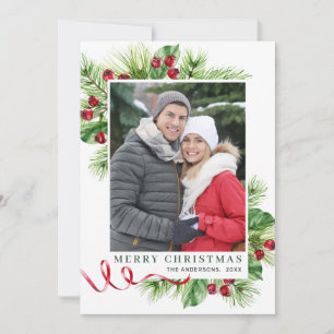 Carte de vœux festive de Noël avec baie de houx 2 