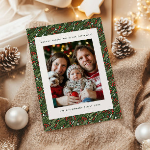 Carte de vœux festive de Noël avec feuille de houx