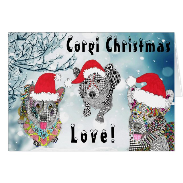 Carte de voeux Festive de Noël Corgi (Devant horizontal)