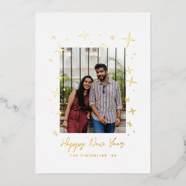 Carte de vœux festive de nouvel an Dancing Stars (Recto)