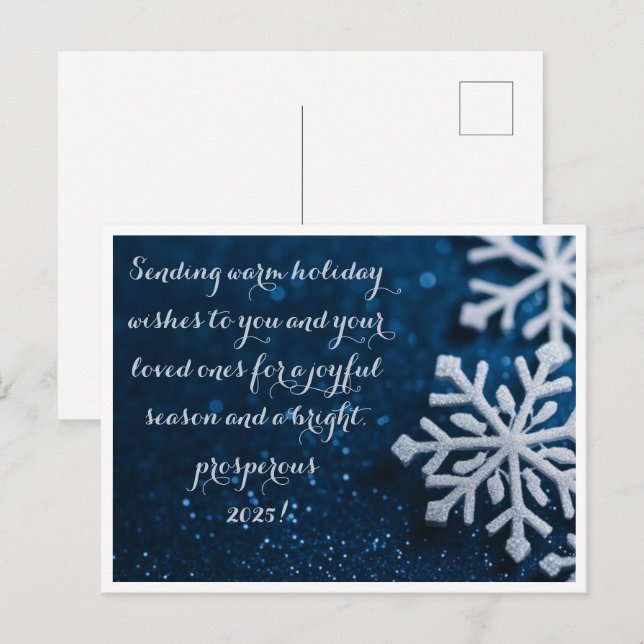 Carte de vœux festive flocon de neige hivernal sci (Devant / Derrière)